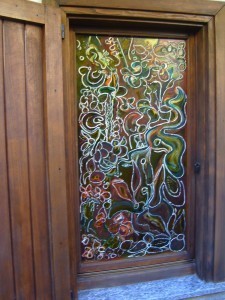 Finestra decorata a freddo pittura su vetro 