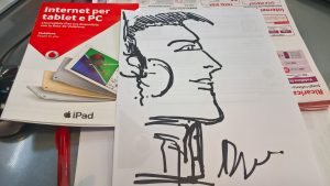 un disegno mentre opero per Vodafone grafica desienr drago lucia